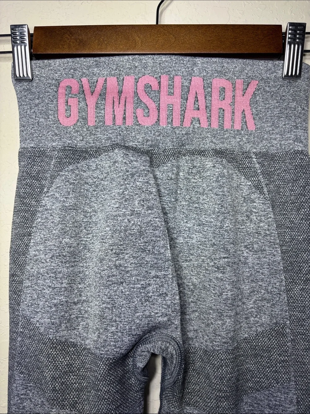 Gymshark Flex Seamless Crop Top & Leggings Matching Workout Set Gray Pink Size S